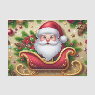 Papel De Seda Festivo Papai Noel em Sleigh