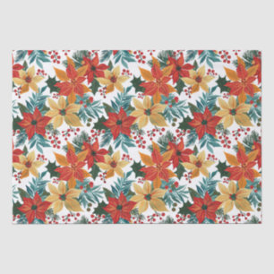 Papel De Seda Festivo Poinsettia Retro Natal
