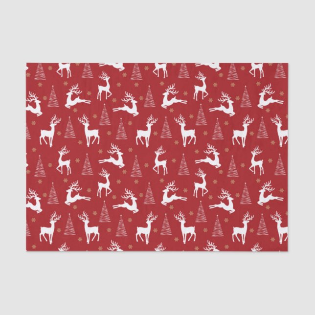 Papel De Seda Festivo Red Reindet Natal Feriado (Frente )