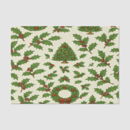 Papel De Seda Festivo Repetindo Natal Holly Leaf & Wreath