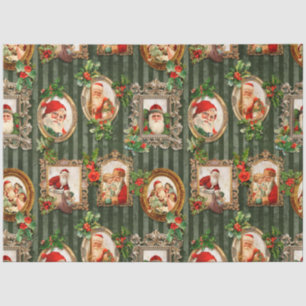 Papel De Seda Festivo Vintage Santas em Quadros de Ornamentado c