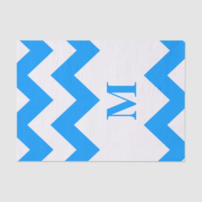Papel De Seda Fevão Azul Claro Negrito com monograma (Frente )