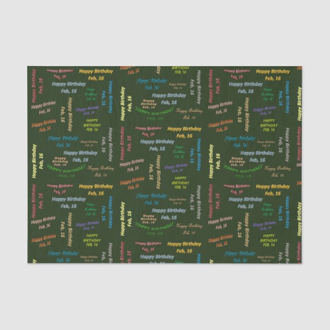 Papel De Seda Fevereiro, 16 Aniversário (Frente )