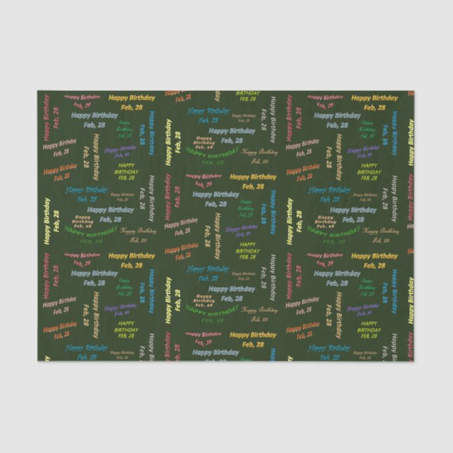 Papel De Seda Fevereiro, 28 Aniversário (Frente )