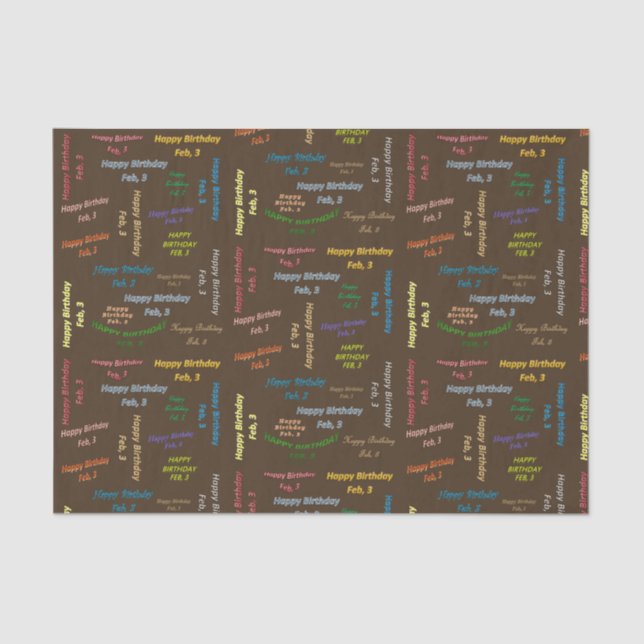 Papel De Seda Fevereiro, 3 de Aniversário (Frente )