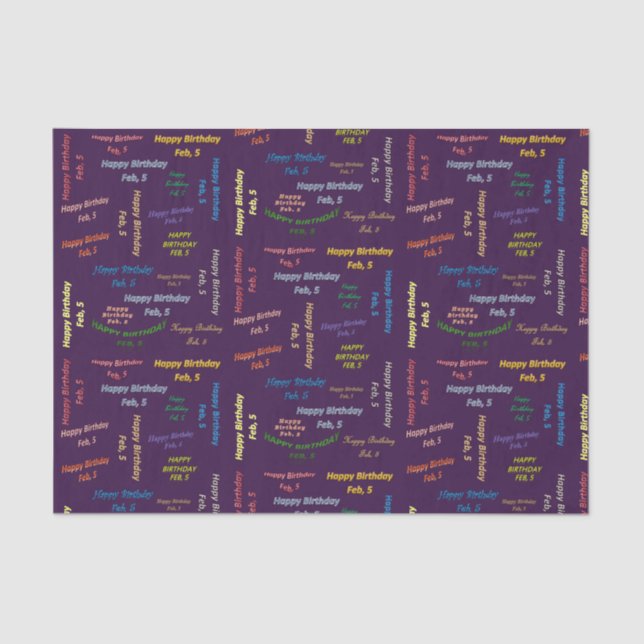 Papel De Seda Fevereiro, 5 de Aniversário (Frente )