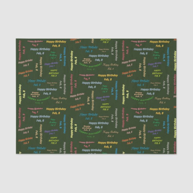 Papel De Seda Fevereiro, 8 de Aniversário (Frente )