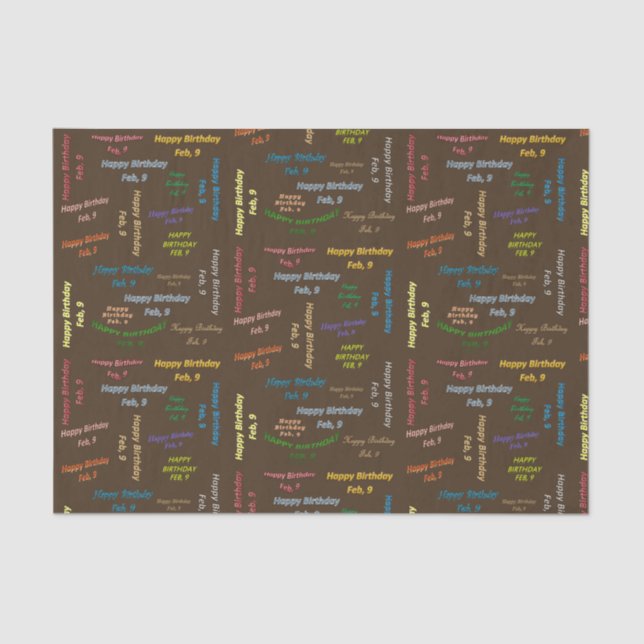 Papel De Seda Fevereiro, 9 de Aniversário (Frente )