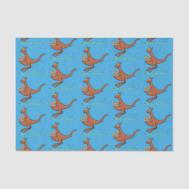 Papel De Seda Figura de desenho animado de canguru e koalas (Frente )