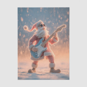 Papel De Seda Figura do Papai Noel Tocando uma Guitarra Elétrica