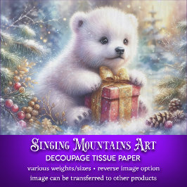 Papel De Seda Filhote de Urso Polar Caprichoso com Decoupage de 