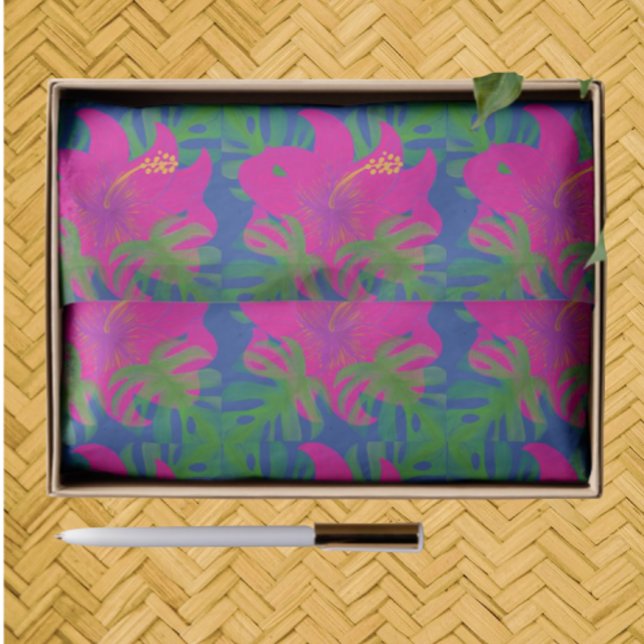 Papel De Seda Filodendro Hibisco Tropical (Decoupage, crafts, gifting)