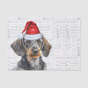 Papel De Seda Fio Santa Dachshund Cão Natal Festivo