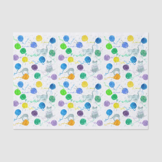 Papel De Seda Fios de tricô de gato (Frente )