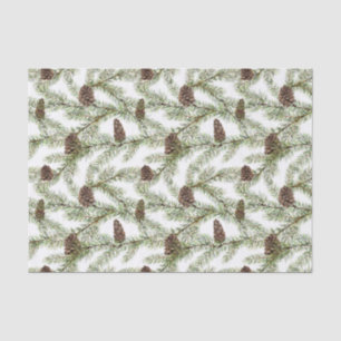 Papel De Seda Fir de inverno Simples Natal de Cone Watercolor