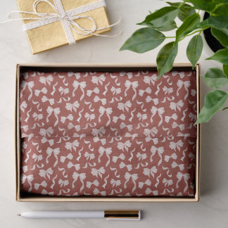 Papel De Seda Fita Vintage & Laços Aquarela em Linho (Creme Verm