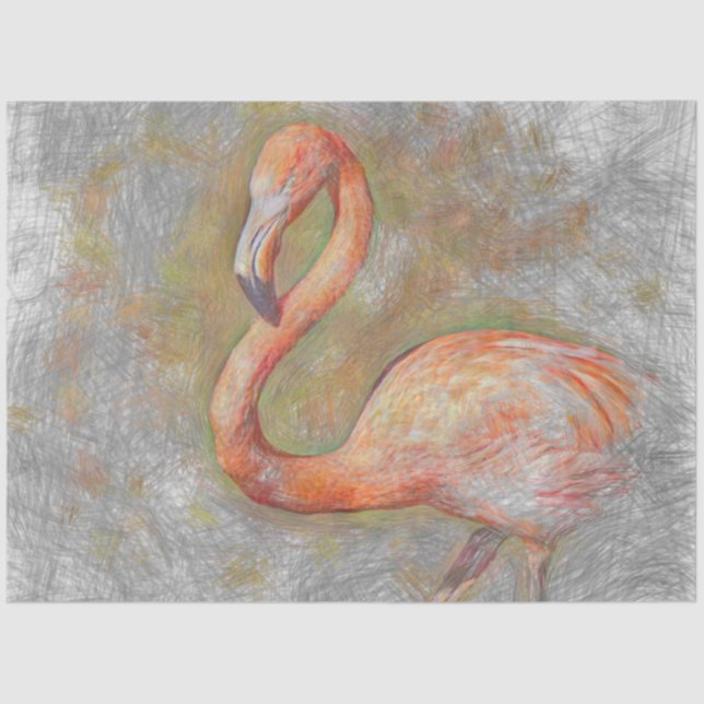 Papel De Seda Flamingo, Animal Artístico (Frente )