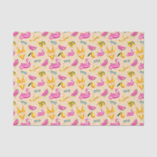 Papel De Seda Flamingo Bikini e Chapéu Rosa (Design 35 Série R