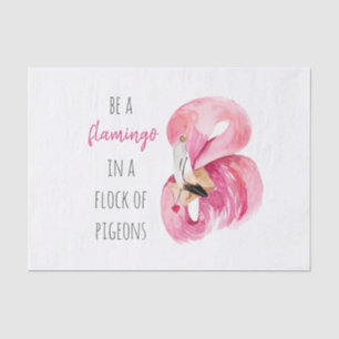 Papel De Seda Flamingo, Cor de Água Rosa Moderna, Com Citação