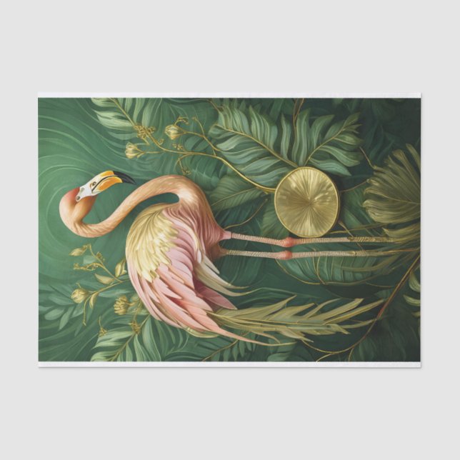 Papel De Seda Flamingo Corado Dourado Reluzente, Elegante (Frente )