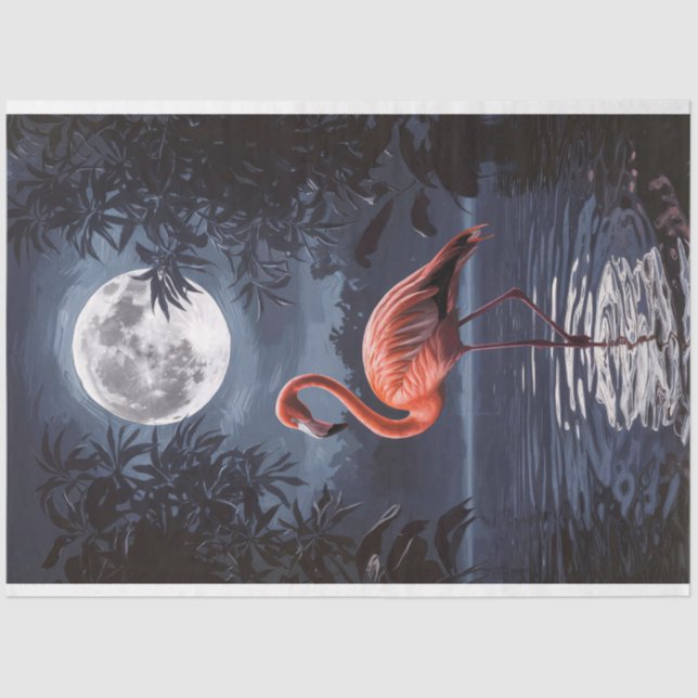 Papel De Seda Flamingo Dramatic Full Moon Decoupage (Frente )