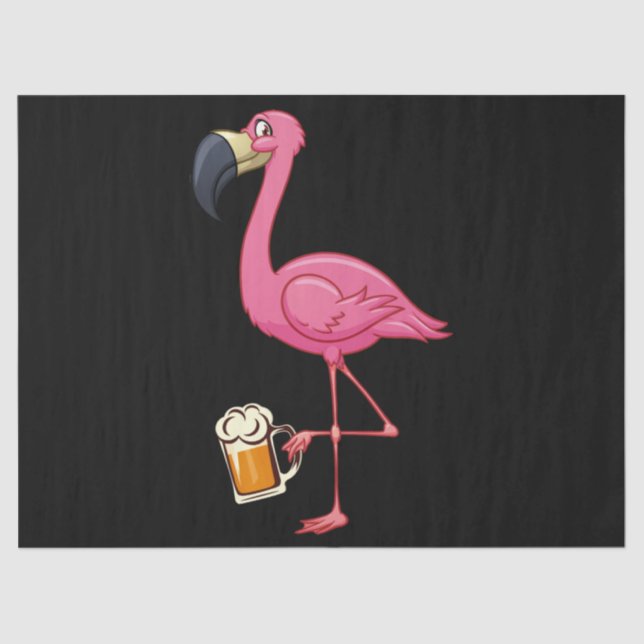 Papel De Seda Flamingo Drinking Beer - Funny Pink Flamingo (Frente )