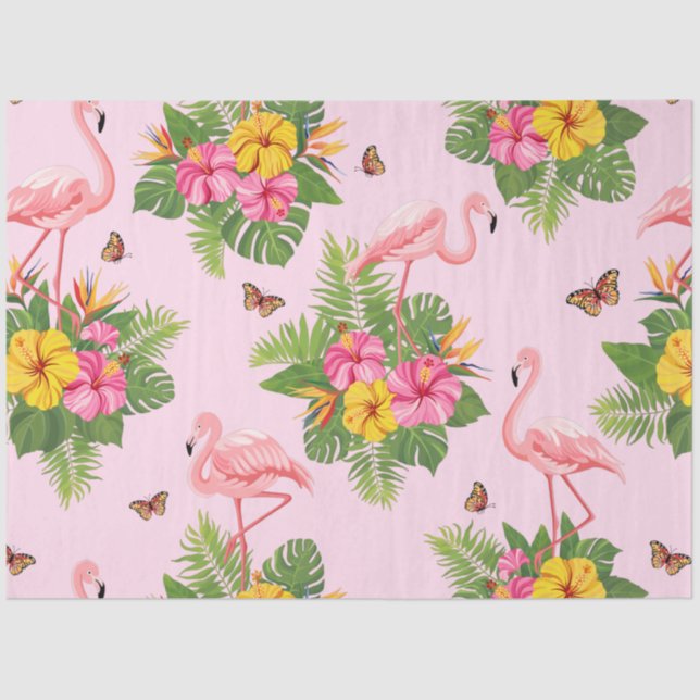 Papel De Seda Flamingo e Borboletas 1 (Frente )