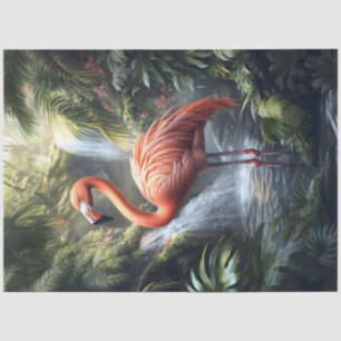 Papel De Seda Flamingo e Cachoeira na Selva Decoupage