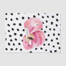 Papel De Seda Flamingo e pontos cor-de-água rosa moderna