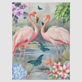 Papel De Seda Flamingo Fantasy Florals & Butterflies