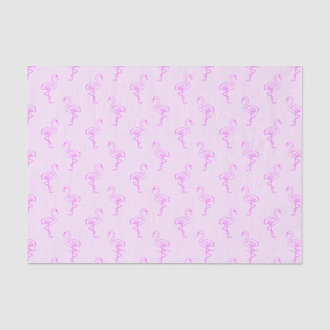 Papel De Seda Flamingo Fever Pink Padrão Tropical (Frente )