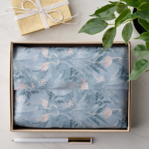 Papel De Seda Flamingo Orchid Tropical Pattern Blue ID868