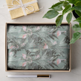 Papel De Seda Flamingo Orchid Tropical Pattern Sage ID868