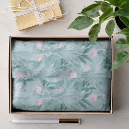 Papel De Seda Flamingo Orchid Tropical Pattern Teal ID868
