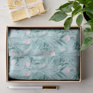 Papel De Seda Flamingo Orchid Tropical Pattern Teal ID868