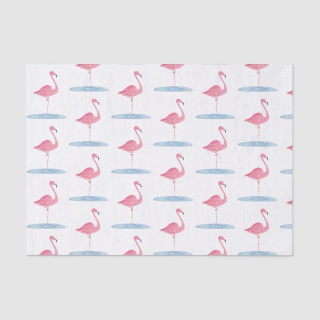 Papel De Seda Flamingo Rosa Aquarela (Frente )