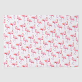 Papel De Seda Flamingo Rosa Tropical de Watercolor