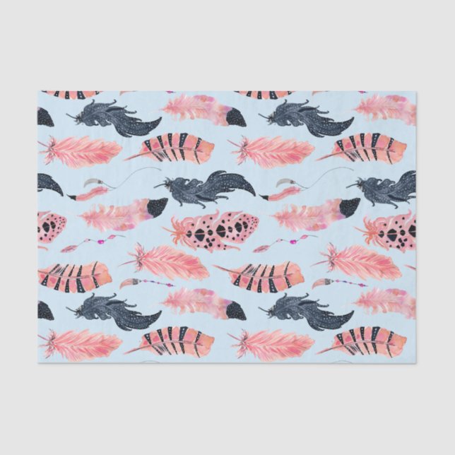 Papel De Seda Flamingo Rosa Tropical Penas Lindas (Frente )