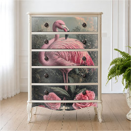 Papel De Seda Flamingo Rosa Vitoriano Ilustração de Rosas Antiga