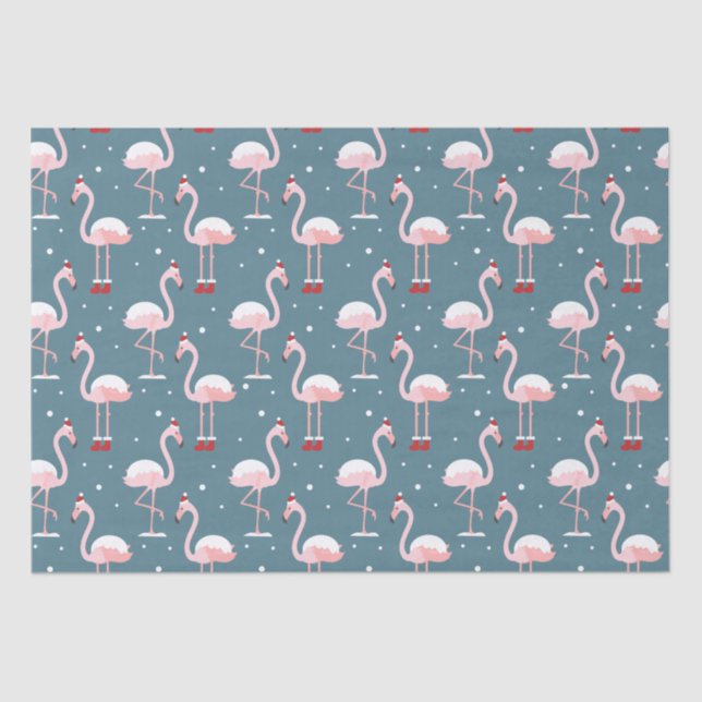 Papel De Seda Flamingo Santa Claus Pattern (Frente )