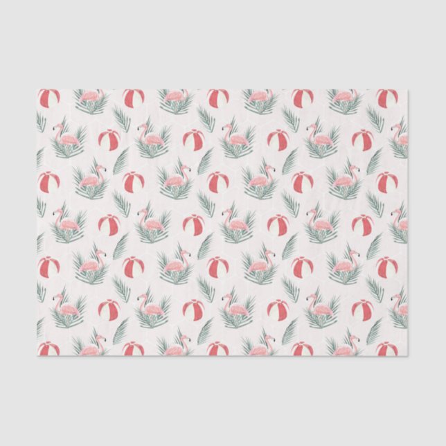 Papel De Seda Flamingos & Beach Balls (Série Design 65 rosa) (Frente )