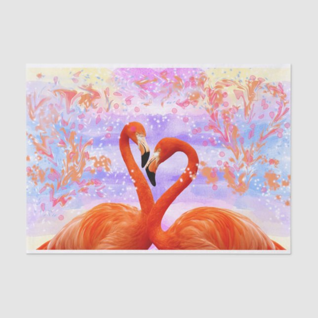 Papel De Seda flamingos cor de laranja (Frente )