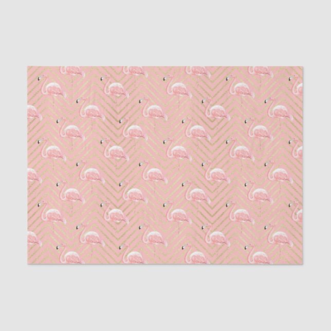 Papel De Seda Flamingos cor-de-rosa (Série Design 13 rosa) (Frente )
