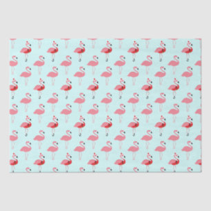 Papel De Seda Flamingos Papais noeis Flamingo Patterno Azul Nata