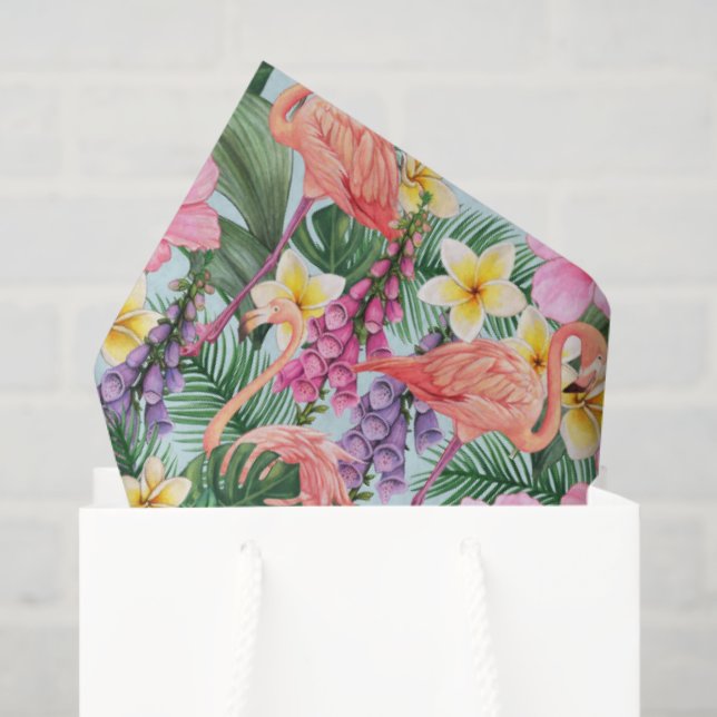 Papel De Seda Flamingos Rosa (Sacola de presentes)