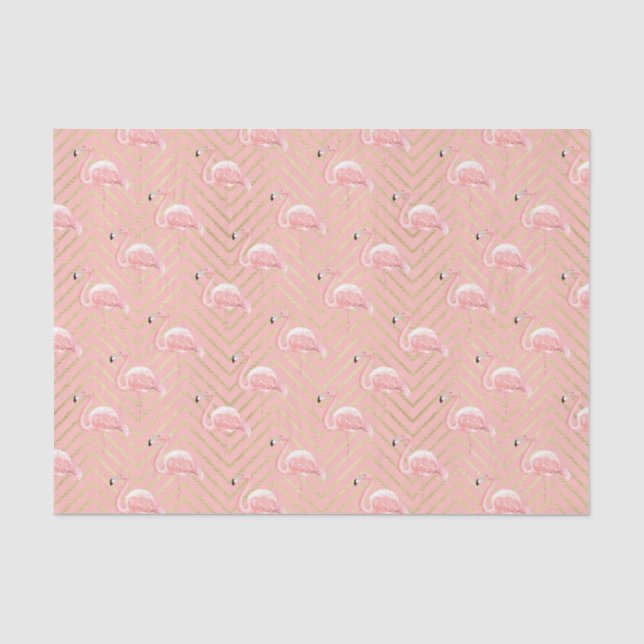Papel De Seda Flamingos Rosa (Design 13 Série Rosa) (Frente )
