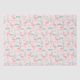 Papel De Seda Flamingos Rosa Folhas de Palma Tropicais