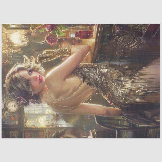 Papel De Seda Flaper Girl gold (Frente )