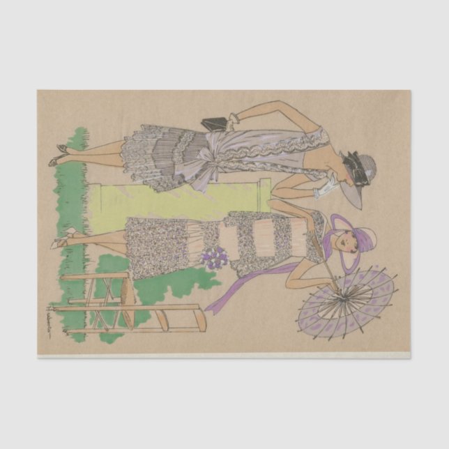 Papel De Seda Flappers da moda parisiense (Frente )