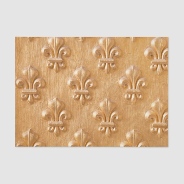 Papel De Seda fleur de lis, madeira pintada a ouro, madeira de v (Frente )